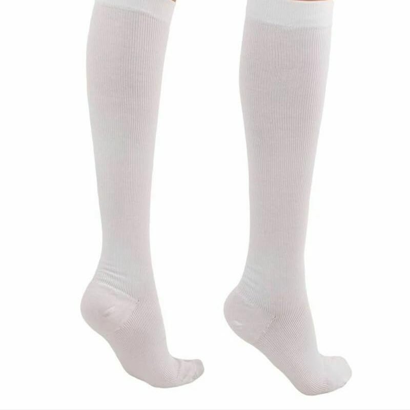 2 Pairs Unisex Calf Leg Foot Support Stockings Spandex Microfiber Blend Component Soft Texture for Aiding Leg Comfort and Active Performance - White, Size L/XL
