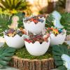 AceOrbit 4 Pcs Dinosaur Themed Party Decorations Easter Table Centerpiece Plastic Egg Shape Vases Treat Boxes Snack Trays for Adult Dinosaur Birthday Themed Party Supplies view 2