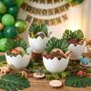 AceOrbit 4 Pcs Dinosaur Themed Party Decorations Easter Table Centerpiece Plastic Egg Shape Vases Treat Boxes Snack Trays for Adult Dinosaur Birthday Themed Party Supplies view 4