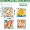 100 Pcs Easter Cookie Bags - 4" x 4" Self-Sealing Easter Cellophane Treat Bags, 4 Adorable Designs Small Clear Plastic Candy Bags for Spring Party Favors, Mini Goodie Bags for Egg Fillers & Snacks view 2