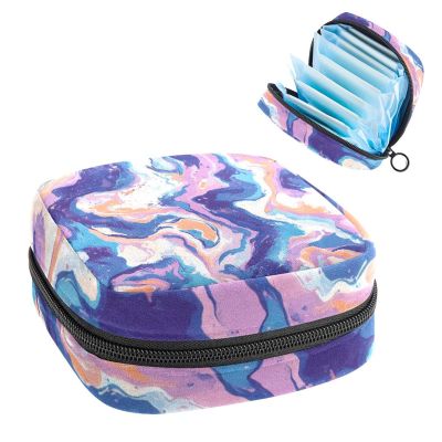 Abstract Marble Texture Pattern Portable Period Bag for School, Sanitary Napkin Storage Bag for Girls Women Teens, Sanitary Napkin Period Pad Purse, Small Make Up Coin Pouch