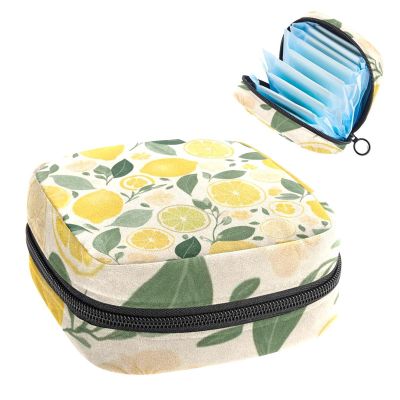 Sanitary Napkin Storage Bag, Lemon Tampons Holder for Purse, Menstrual Cup Pouch, Sanitary Pad Holder, Soft Period kit Bag for Women Girls Teens