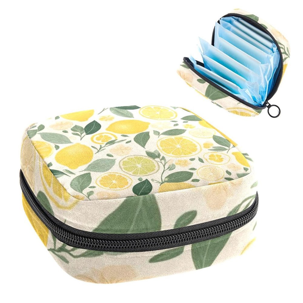 Sanitary Napkin Storage Bag, Lemon Tampons Holder for Purse, Menstrual Cup Pouch, Sanitary Pad Holder, Soft Period kit Bag for Women Girls Teens