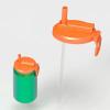 2-Pack BPA-Free Soda Can Lids with Straw - Reusable Lids for Seltzer, Juice & Beverage, Silicone Straws Included Drink Covers Children's Day (Orange) view 1