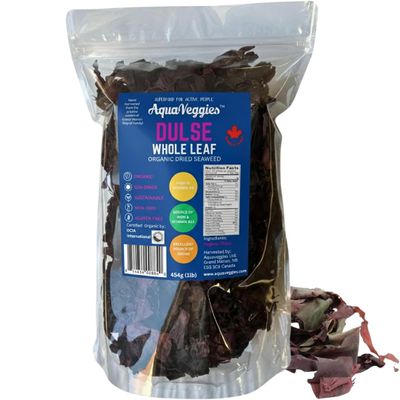 Aqua Veggies Organic Atlantic Dulse Whole Leaf Hand-Harvested & Sun-Dried from Bay of Fundy Rich in Iodine, B6, B12, Iron, Protein, Calcium & Magnesium Vegan Superfood (16 Ounce)