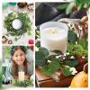 DOITOOL 6pcs Candle Rings Artificial Eucalyptus Leaves Wreaths Garland Ring for Pillars Candle Holders for Wedding Party Table Centerpiece view 3