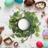 DOITOOL 6pcs Candle Rings Artificial Eucalyptus Leaves Wreaths Garland Ring for Pillars Candle Holders for Wedding Party Table Centerpiece view 4