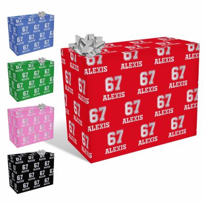 Specizoom 67 Personalized Christmas Wrapping Paper Custom Wrap Paper Six Seven 58"x 23"