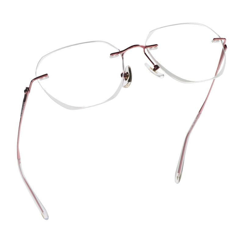 LifeArt Blue Light Blocking Glasses,Computer Reading Glasses,Titanium Rimless Frame,Stylish for Men&Women(Purple,+4.00 Magnification)