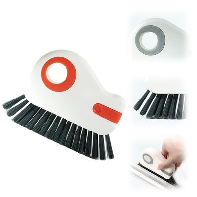 2 in 1 Groove Crevice Cleaning Brush,Window Track Cleaning Tools, Multifunction Window Track Cleaner with Hard Bristle Hidden Scraper, Crevice Brush for Sliding Door Track, Window Seal, Sill (Orange)