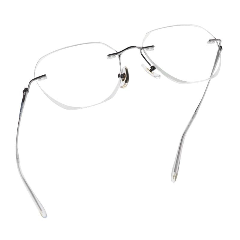 LifeArt Blue Light Blocking Glasses,Computer Reading Glasses,Titanium Rimless Frame,Stylish for Men&Women(Silver,+2.50 Magnification)