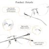 LifeArt Blue Light Blocking Glasses,Computer Reading Glasses,Titanium Rimless Frame,Stylish for Men&Women(Silver,+2.50 Magnification) view 2