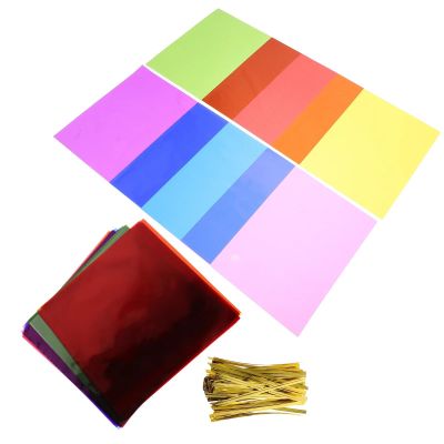Anenog 80Pcs Colored Cellophane Sheets Colorful Cellophane Candy Wrappers Square Sheets DIY Wrapping for Homemade Chocolate Caramel Gift Packaging