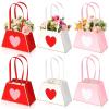 Tinlade 6 Pcs Mother's Day Heart Floral Boxes for Arrangements with Handle Portable Kraft Paper Bouquet Flower Gift Bag Holder Florist Envelope Box for Valentine's Day Wedding Party Home Decor view 1
