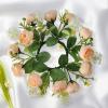 WaiHeikki Floral Wreath Candle Rings Decorative Flower Leaf Wreath Pillar Candle Garland for Dining Table (Gold, 22cm) view 3