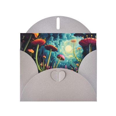 WXXWXD Colorful Venus Flytrap Printed Gray Greeting Cards - with Envelopes, 6x4 inches, suitable for holiday parties, birthdays, weddings and events