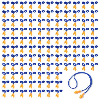 220 Pairs Orange Silicone Ear Plugs with String, Reusable Earplugs Individually Wrapped, 25dB NRR Corded Ear Plugs Hearing Protection Earplugs Noise Reduction for Work Sleep Sports Study