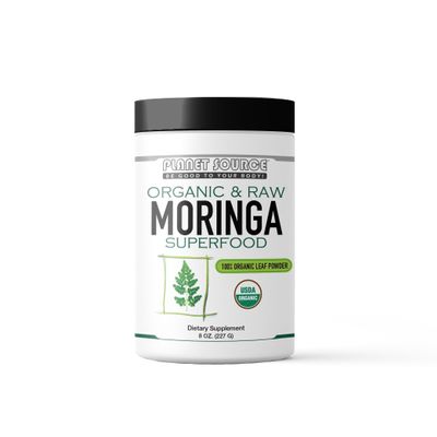 Planet Source Moringa Leaf Powder, Organic & Raw Superfood, 8 Oz., Vitamin & Supplements