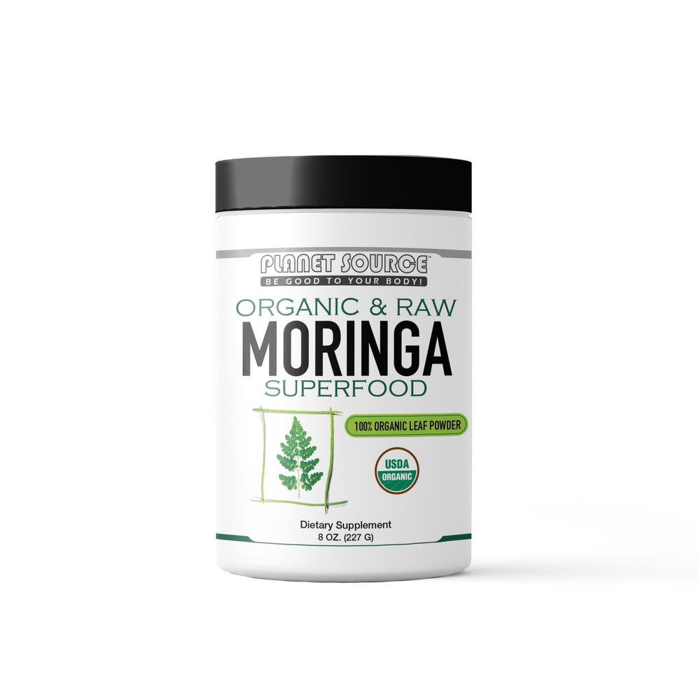 Planet Source Moringa Leaf Powder, Organic & Raw Superfood, 8 Oz., Vitamin & Supplements