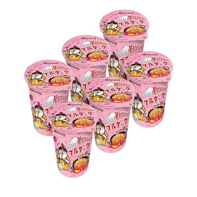 Buldak Chicken Flavor Ramen Big Bowl - Creamy Spicy Korean Noodles 3.7 Oz (pack of 6) - with Life of Style