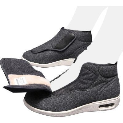 Womens Arch Support Walking Shoes, Mens Adjustable Winter Warm Diabetic Fleece Boots, Wide Memory Foam Shoes, Non-Slip Footwear for Arthritis, Swollen Feet