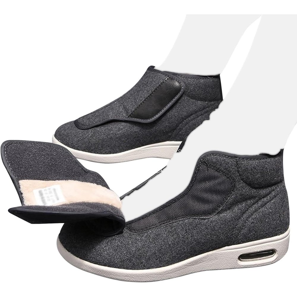 Womens Arch Support Walking Shoes, Mens Adjustable Winter Warm Diabetic Fleece Boots, Wide Memory Foam Shoes, Non-Slip Footwear for Arthritis, Swollen Feet