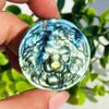 CHYIFSHIYM Natural Labradorite Lion Head Carving 3.8 cm / 1.5 in Blue Flash Hand-Carved Healing Crystal Pendant | DIY Jewelry & Energy Stone Decoration view 4