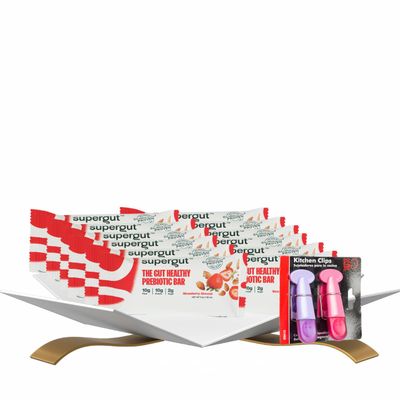 12x Bar Prebiotic Almond Strawberry 1.8 oz Bundle with Plastic Magnetic Clips Breakfast Bars On-The-Go Snack with 10g Prebiotic Fiber and 10g Protein, Low Sugar, Keto-Friendly Gift Set (13 Items)