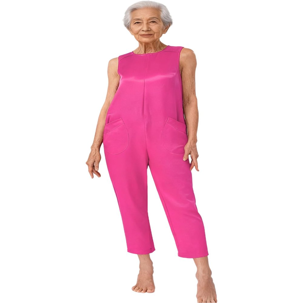 vastwit Women Unisex Physiotherapy Long-Term Bedridden Patients Acupuncture Sleepwear Bedroom Dementia Clothes Hot Pink Large