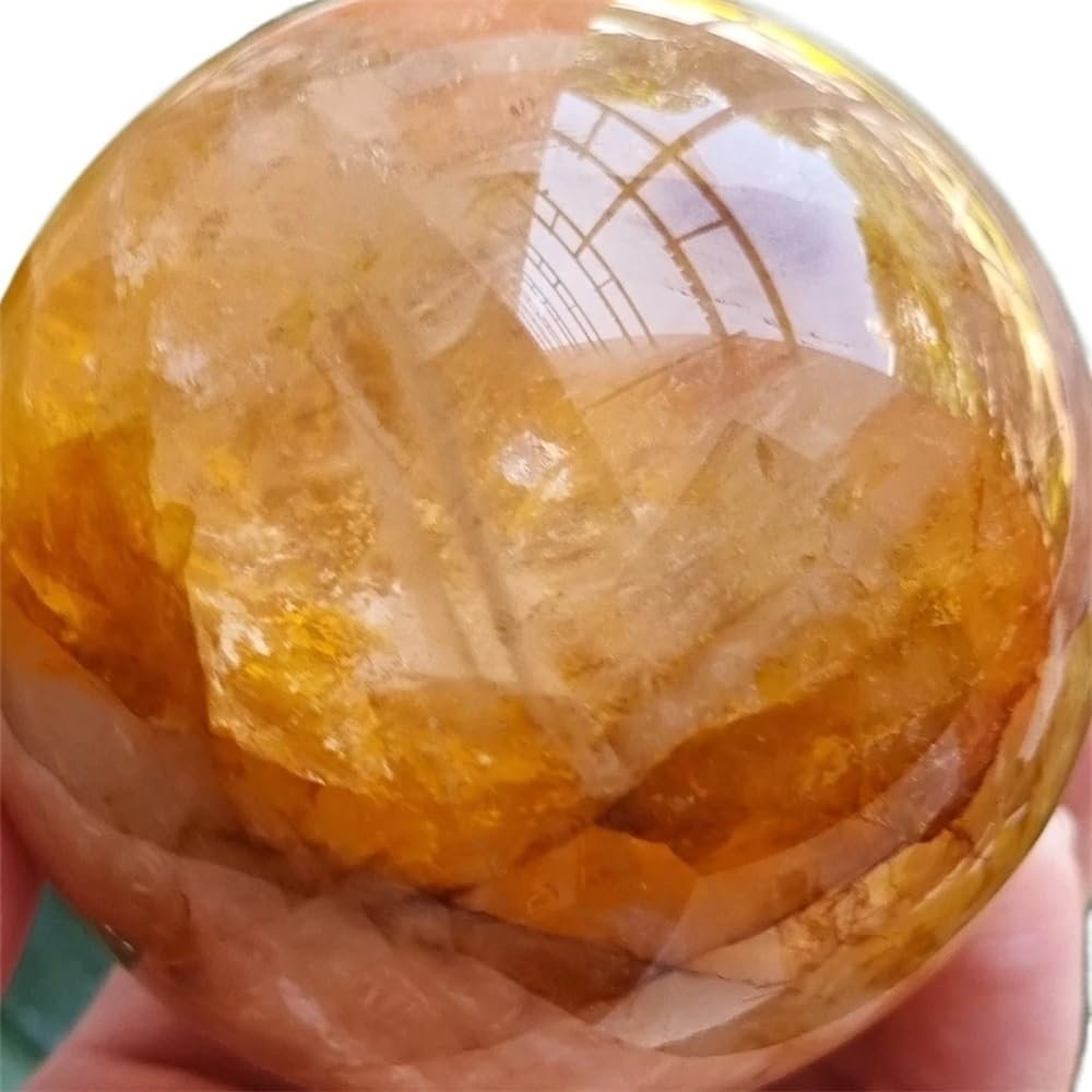 PPOZYLPC 1pc 100-200g Golden Healer Fire Hematoid Crystal Ball Orbit Statue
