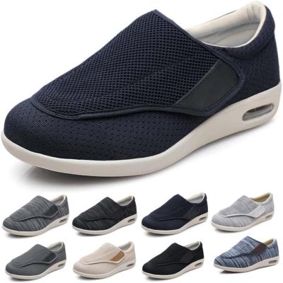 Diabetic Shoes for Edema, Extra Width, Lightweight Walking Shoes, Adjustable Closure, Breathable Non-Slip Sneakers with Air Cushion for Swollen Feet Blue