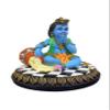 SrI Krishna CULTURE-Medium New Krishna Eating Butter from Pot-Height-7 Inches-Multicoloured-Resin view 2