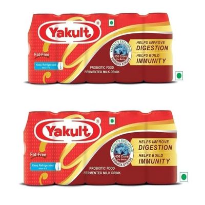 Yakult Probiotic Drink Original Probiotic Fermented Milk Drink (pack of 2) (10 yakult) 65 Ml Each