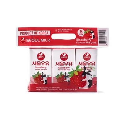 Korean Soul Milk Fruit, Coffee, and Chocolate Flavored Milk Variety Pack, 6.24 fl oz Pack, Korean Dairy Drink, 2 Percent Milkfat, Ready to Drink (1Set, Strawberry 6)
