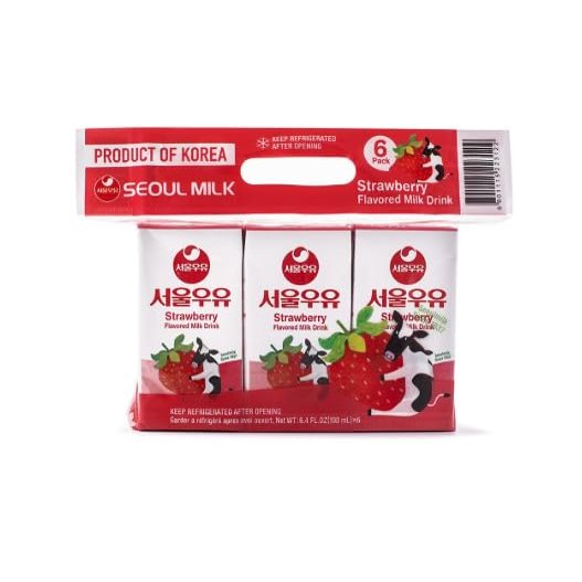 Korean Soul Milk Fruit, Coffee, and Chocolate Flavored Milk Variety Pack, 6.24 fl oz Pack, Korean Dairy Drink, 2 Percent Milkfat, Ready to Drink (1Set, Strawberry 6)