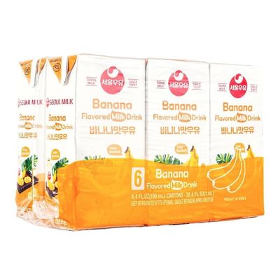 Korean Soul Milk Fruit, Coffee, and Chocolate Flavored Milk Variety Pack, 6.24 fl oz Pack, Korean Dairy Drink, 2 Percent Milkfat, Ready to Drink (1Set, Banana 6)