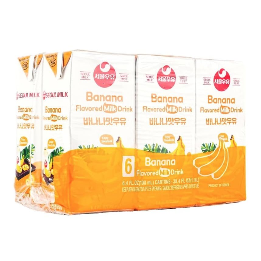 Korean Soul Milk Fruit, Coffee, and Chocolate Flavored Milk Variety Pack, 6.24 fl oz Pack, Korean Dairy Drink, 2 Percent Milkfat, Ready to Drink (1Set, Banana 6)