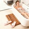 MZGTYW 16in23in,Large Teak Wood Shower Mat, Natural Wooden Bathroom Floor Mat, Spa-Style Fast-Drying Bathtub Tray, Easy to Clean, Suitable for Indoor or Outdoor Use view 1