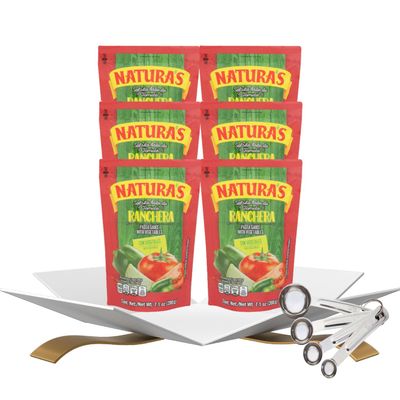 6x Naturas Paste Tomato Paste Ranchera (7.1 OZ.) Bundle with Measuring Spoon for Cooking Sauces, Stews and Meals Gift Set (7 Items)