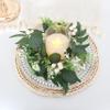 2 Pcs Eucalyptus Candle Ring Small Artificial Wreaths Greenery Leaves Pillar Holder Centerpieces for Wedding Door Wall Window Kitchen Cabinet Farmhouse Decoration(White) view 4
