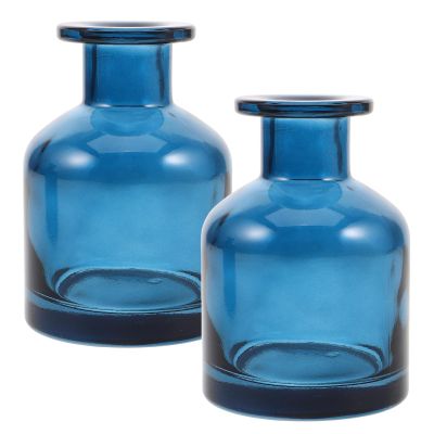 2pcs Glass Diffuser Bottles - 5oz Blue Refillable Reed Stick Storage Jar - Empty Oil Diffusion Containers For Perfume & Scents Diy Crafts