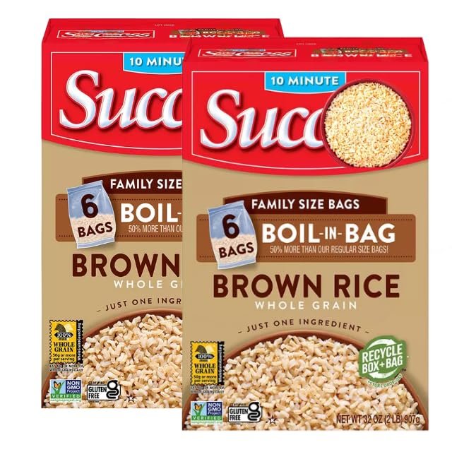 Brown Rice Boil-in-Bag, 32 Ounce | Precooked Parboiled 100% Whole Grain Brown Rice | Non-GMO (2 Pack)