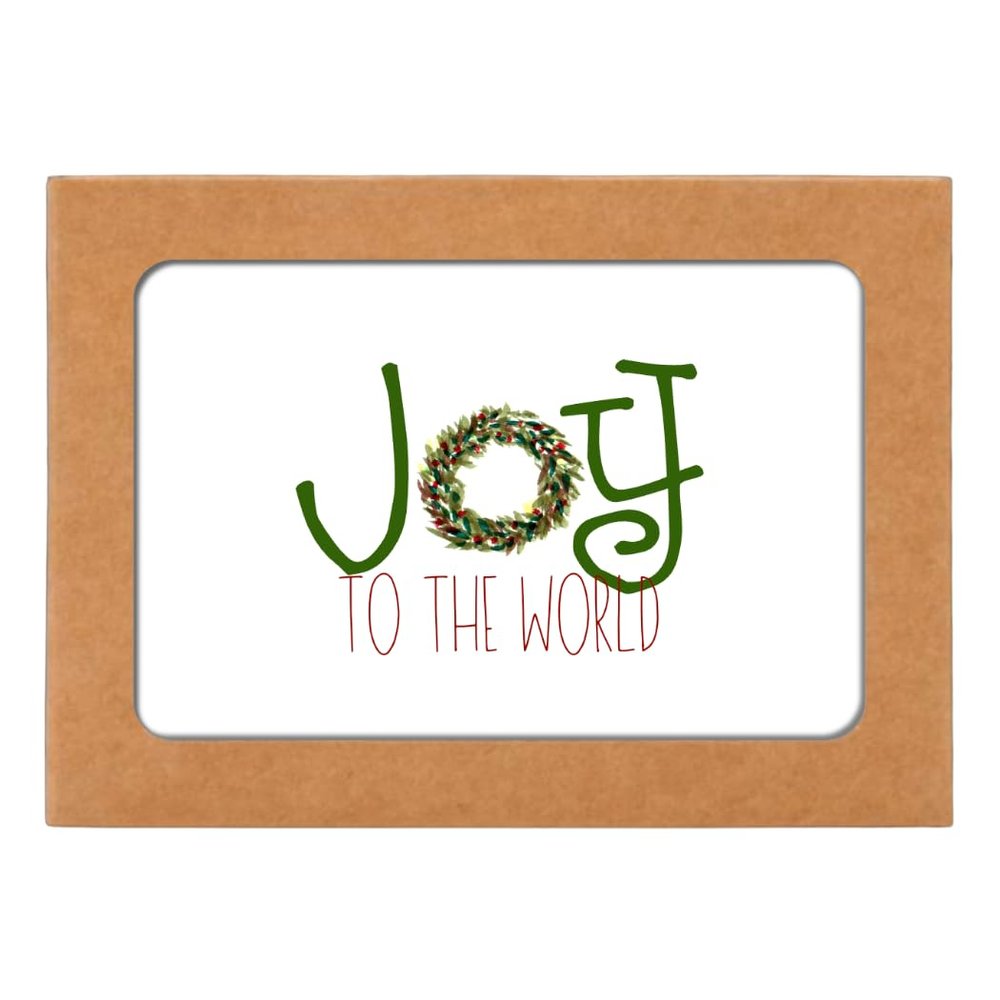 Kevin & Kaia | Joy to the World - Christmas Cards - Box Set of 6 Cards | 6 Blank Cards with Brown Envelopes
