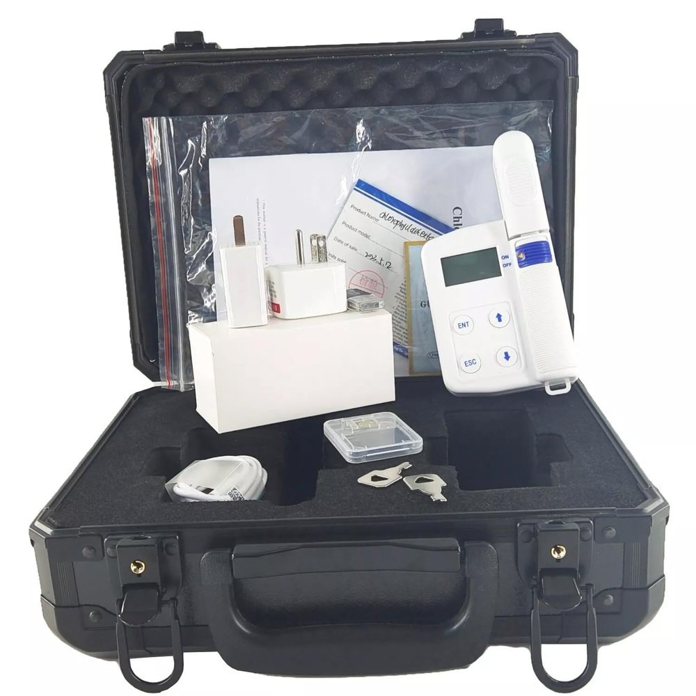 QIUSUO Plant Nutrient Analyzer with Chlorophyll Range 0.099.9SPAD Nitrogen 0.099.9mg/g for Chlorophyll Content Nitrogen Content Leaf Temperature Humidity Test Data Storage Capacity 16GB