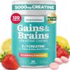 Creatine Chews - 5000mg Creatine Monohydrate Tablets for Men & Women with Ashwagandha KSM-66 - Low Sugar Muscle Support & Cognitive Boost - Gummy Alternative - 120 Count (Strawberry Lemonade) view 1