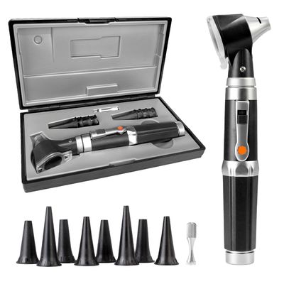 Professional Otoscope Set with LED Light, Black Medical Ear Scope Examination Kit with Multiple Specula Tips and Hard Case for Adults, Kids, Pets