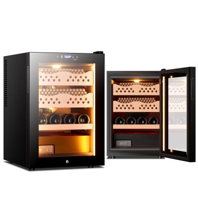 50L Electric Cigar Humidors, Thermostatic Electric Cooler Cabinet with Water Tank, Temperature & Humidity Controlable, Digital LED Screen, Electronic Wine Cooler Humidor Cedar Wood for 300 Cigars