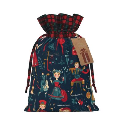 LQXNXHC Drawstring Gift Bags Personalized Holiday Christmas Gifts Bag With Drawstring Nutcracker Ballet Dance Gift Bags with Tags Small Large Wrapping Bag for Christmas Holiday Wedding Party