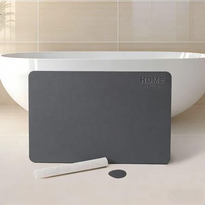 Premium Diatomaceous Earth Stone Bath Mat - Quick Dry Non Slip Bathroom Floor Mat, Diatomite Shower Mat for Bathroom, Stone Drying Mat for Kids & Pets, Stone Bathroom Mat(23.6"x15.3"-Dark Gray)