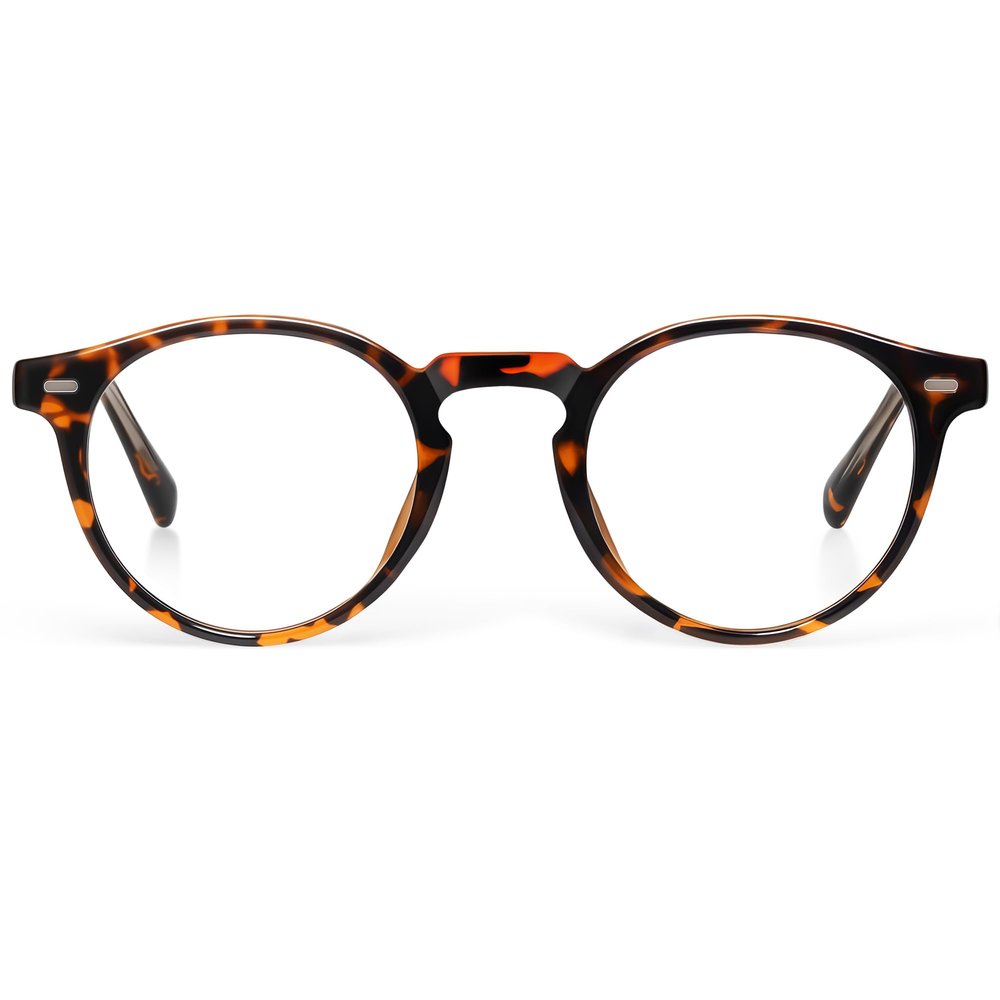 FancyFlower Classic Round Reading Glasses for Women Men - Heritage Tortoise - Stylish Frame with Blue Light Blocking Lenses Readers 1.0X